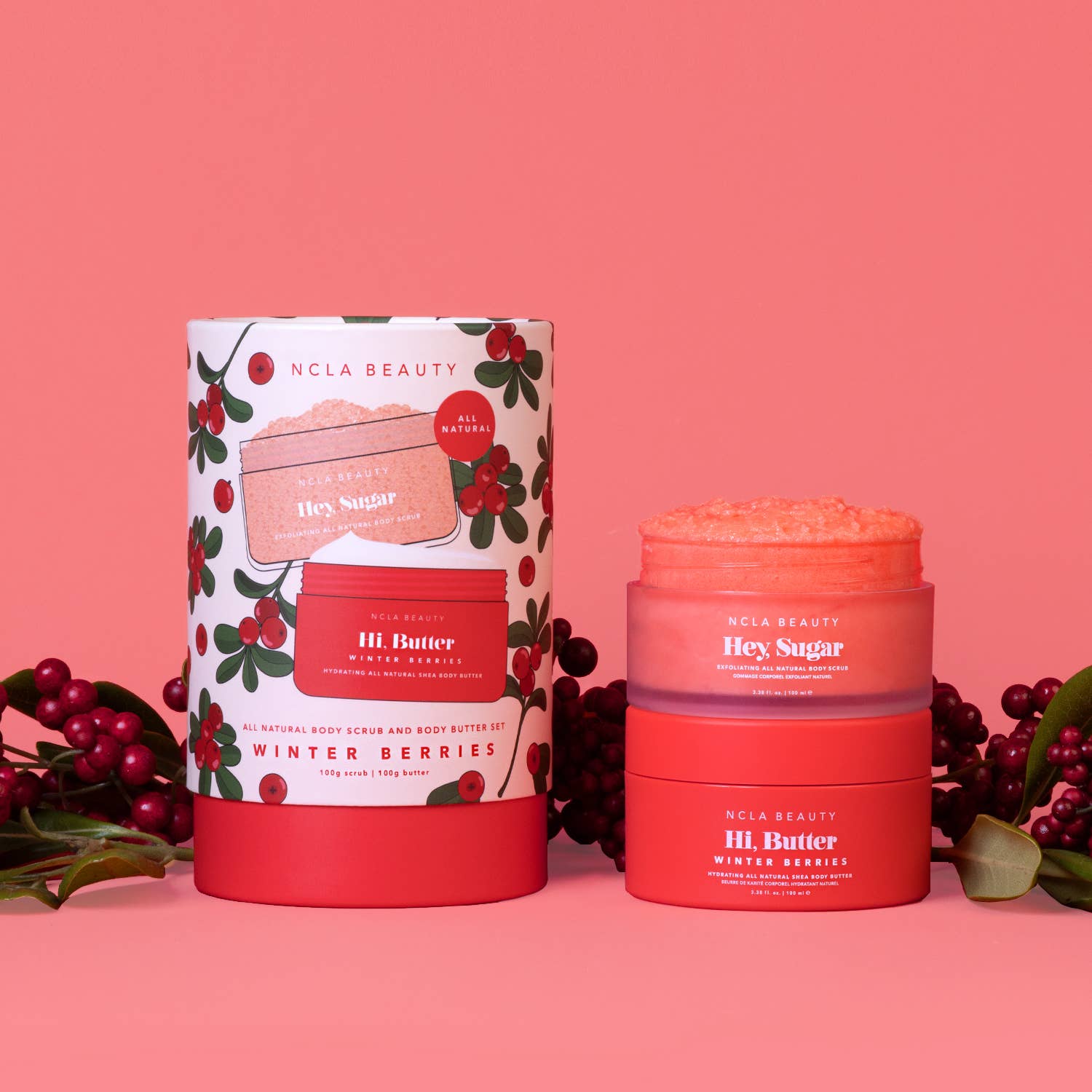 Winter Berries Body Scrub + Body Butter Holiday Gift Set NCLA Beauty