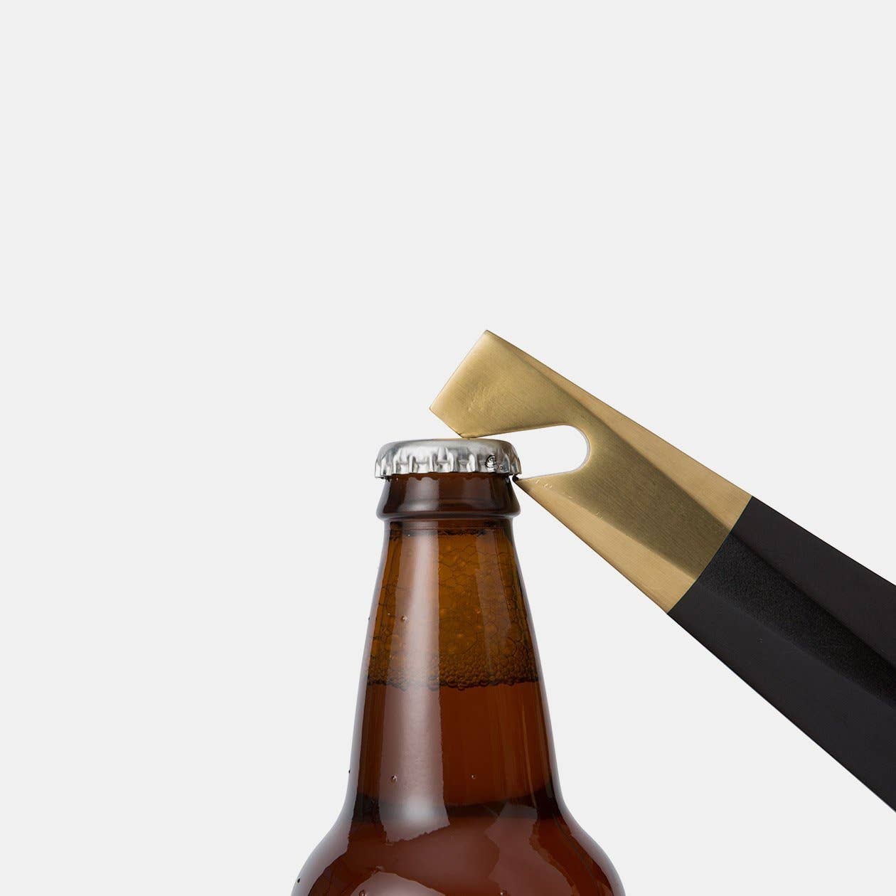 Modern Elegance Bottle Opener: Stainless Steel & Brass