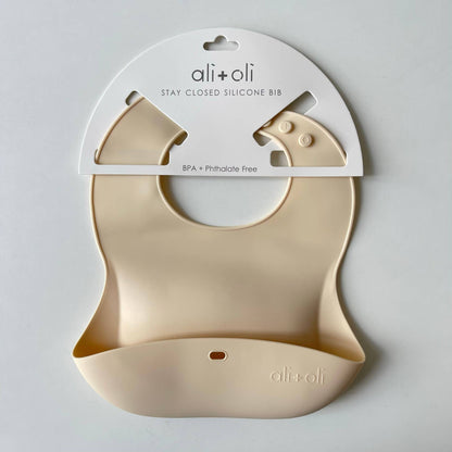 Sand Silicone Baby Bib Roll Up & Stay Closed Ali+Oli