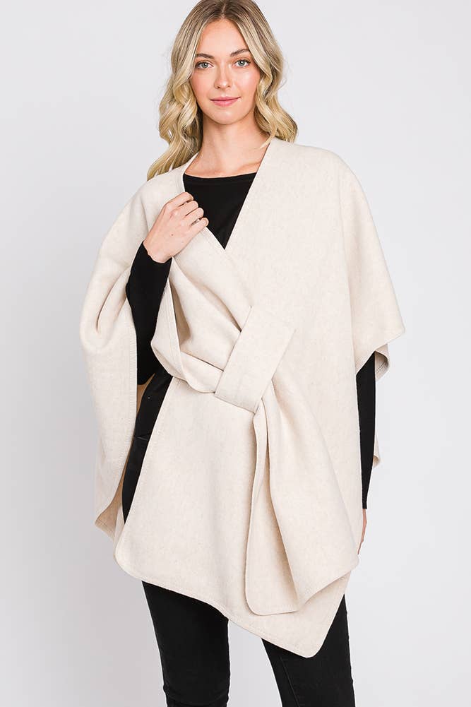 Solid Interlock Wrap Winter Cardigan