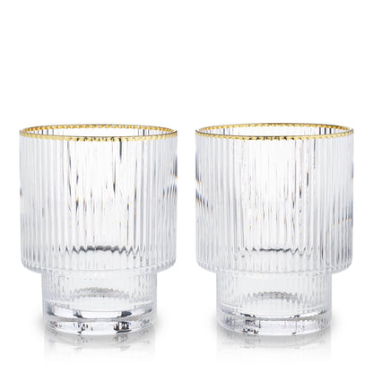 Gold-Rimmed Crystal Tumblers - Set of 2