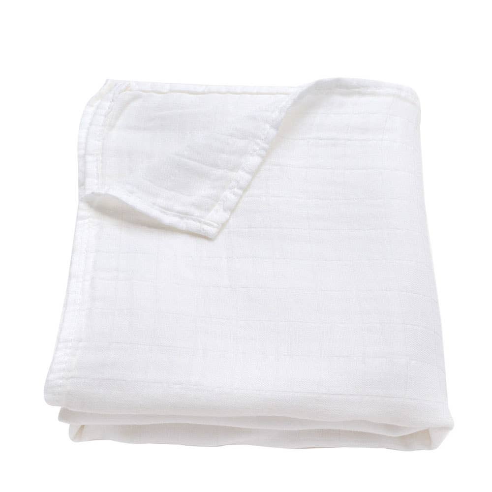 Pure White Muslin Swaddle Blanket Ali+Oli