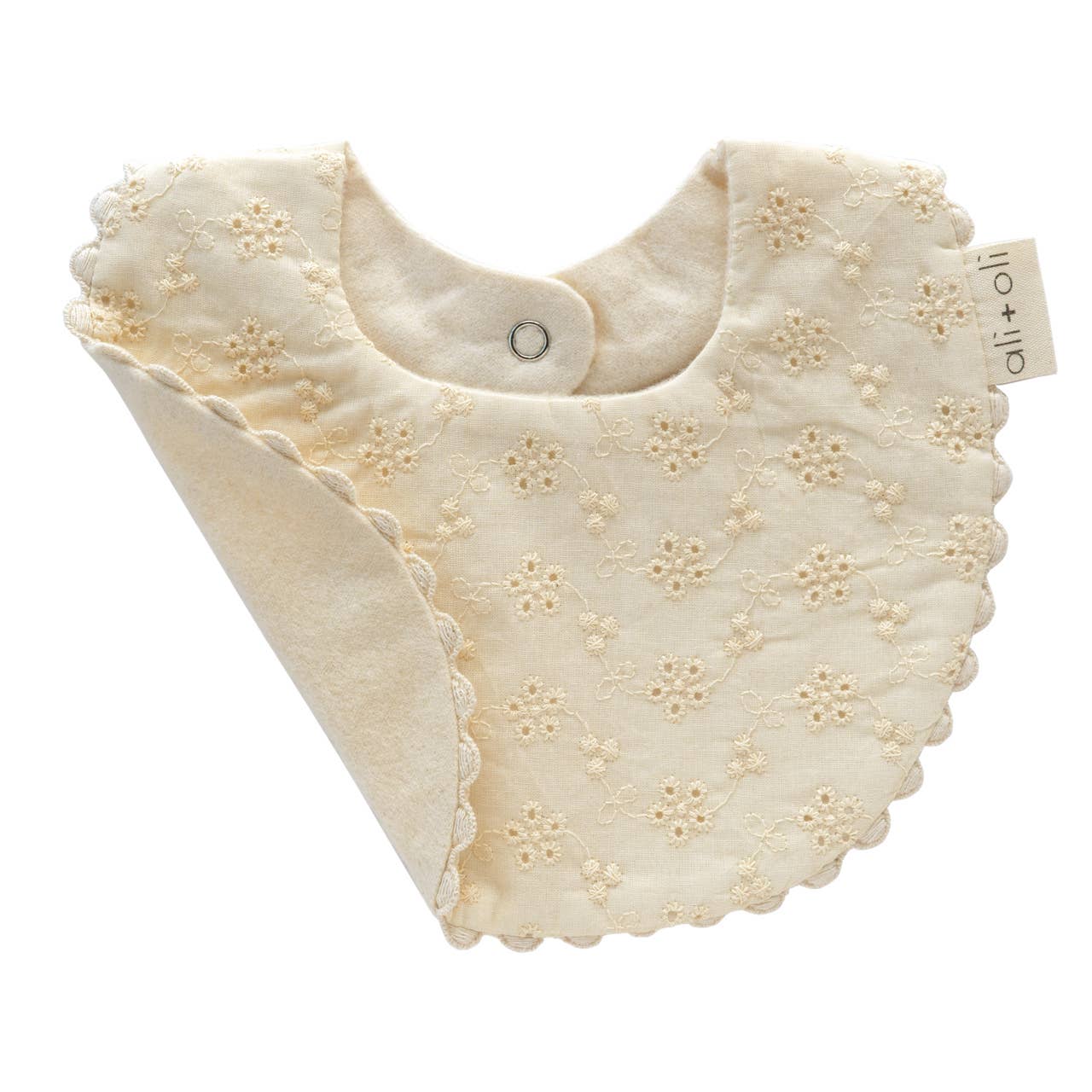 Double-Sided Handmade Baby Bib Eyelet Flowers Ali+Oli