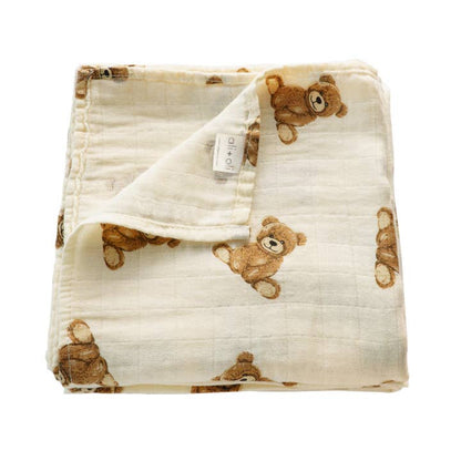 Teddy Bear Muslin Swaddle Blanket Ali+Oli