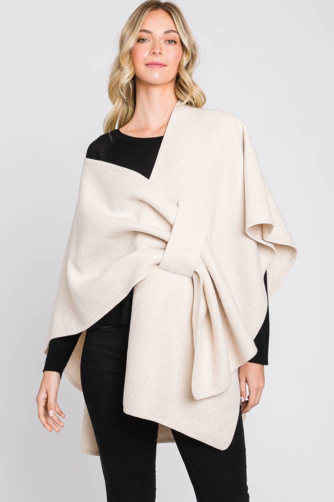 Solid Interlock Wrap Winter Cardigan