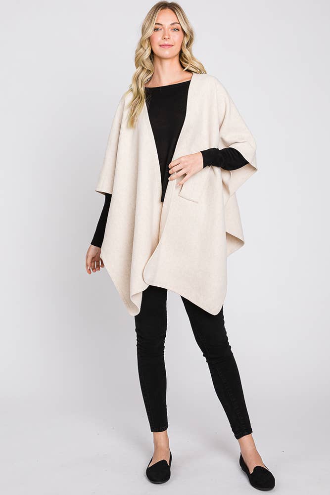 Solid Interlock Wrap Winter Cardigan