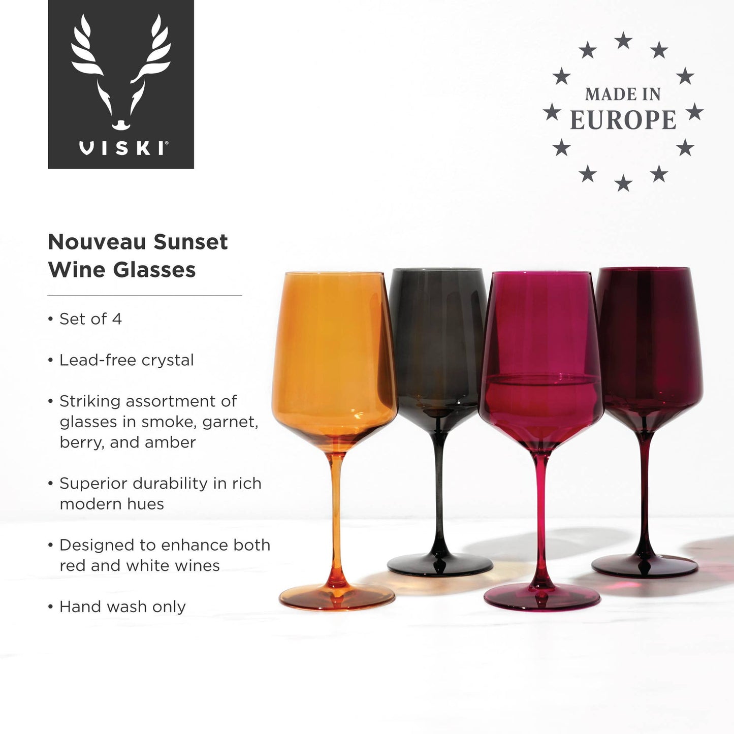 Sunset Hues Wine Glass Set: Elegant Crystal