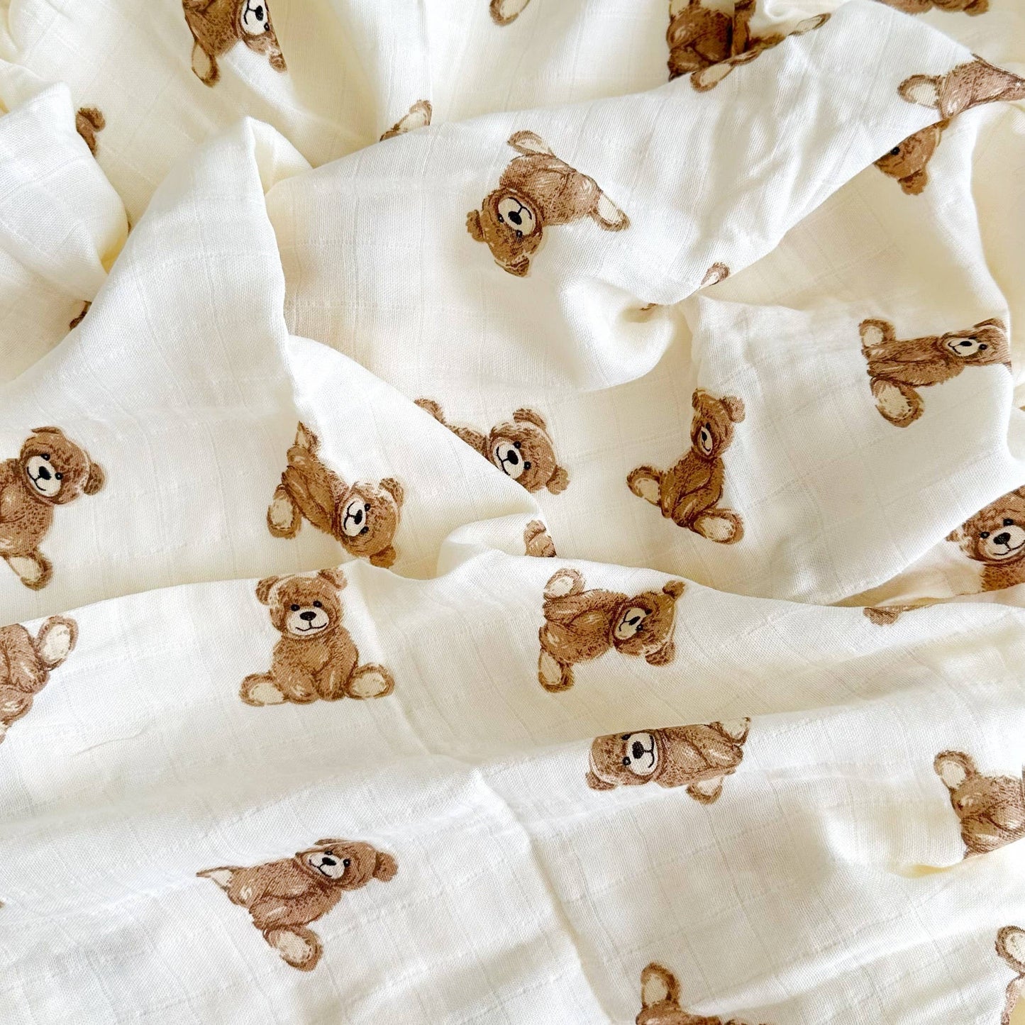 Teddy Bear Muslin Swaddle Blanket Ali+Oli