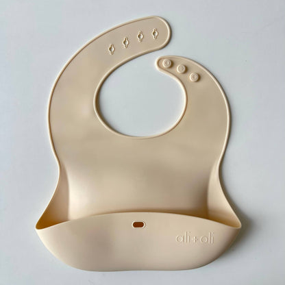 Sand Silicone Baby Bib Roll Up & Stay Closed Ali+Oli