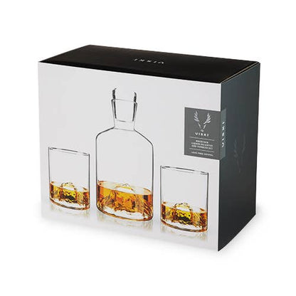 Mountain Themed Crystal Decanter & Tumblers Set - Set of 3