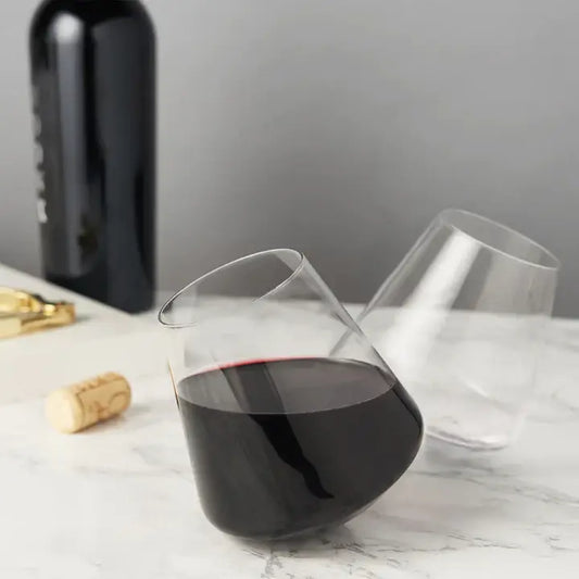 Stemless Rolling Crystal Wine Glasses