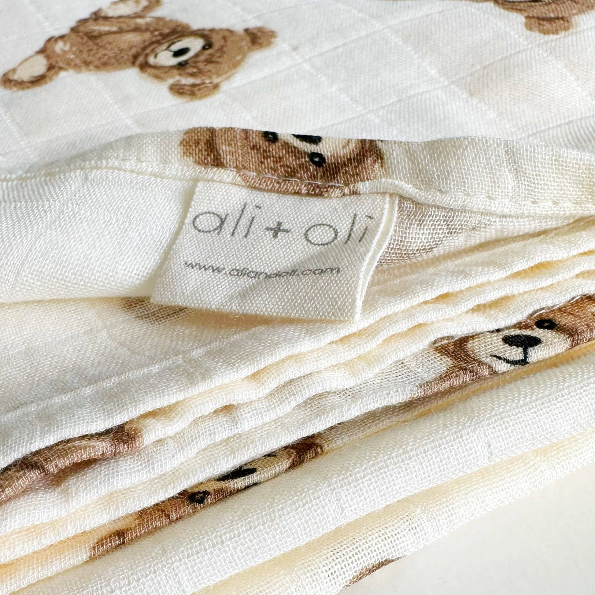 Teddy Bear Muslin Swaddle Blanket Ali+Oli