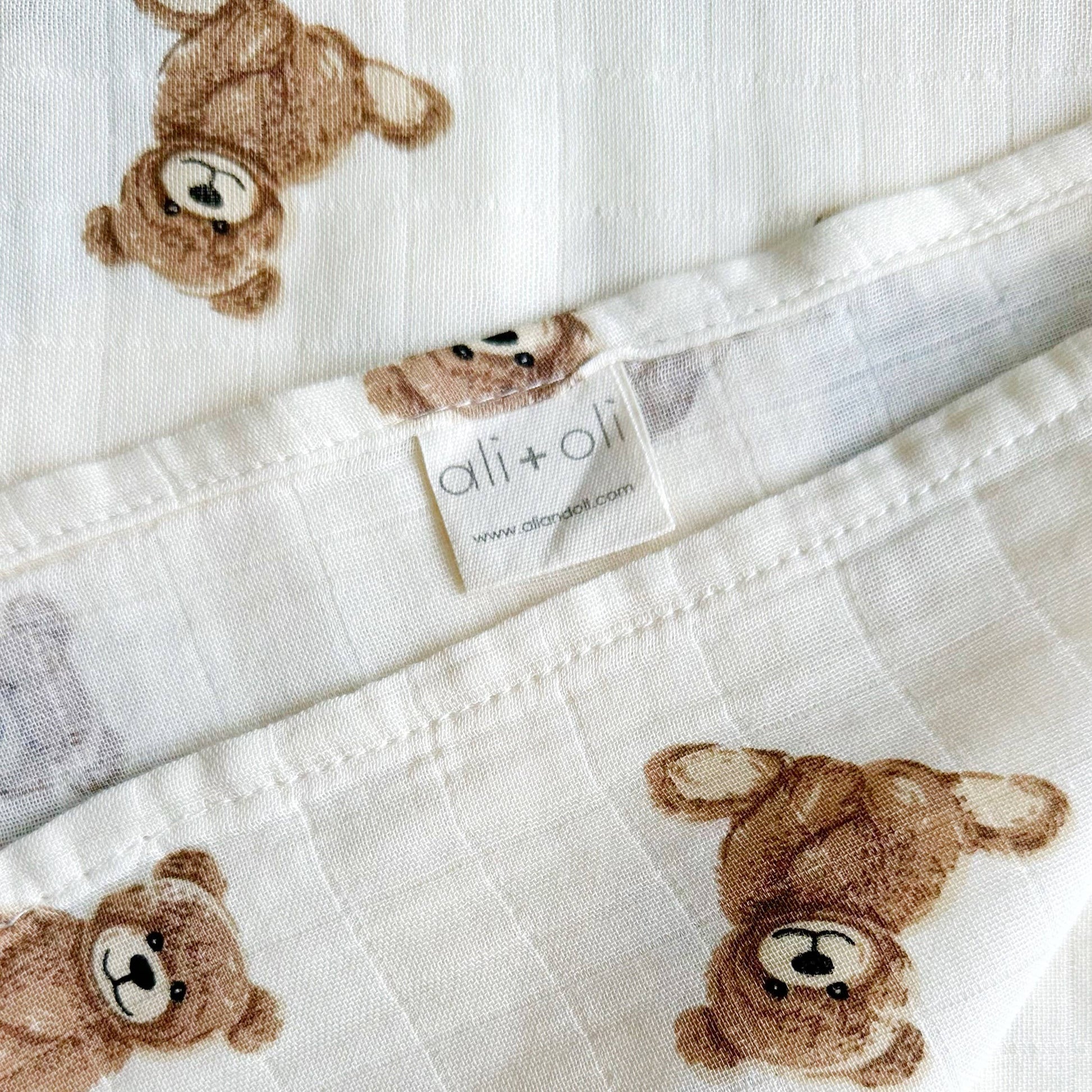 Teddy Bear Muslin Swaddle Blanket Ali+Oli