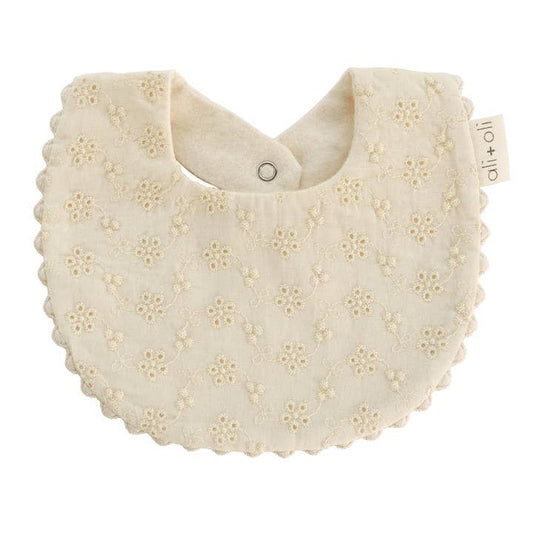 Double-Sided Handmade Baby Bib Eyelet Flowers Ali+Oli