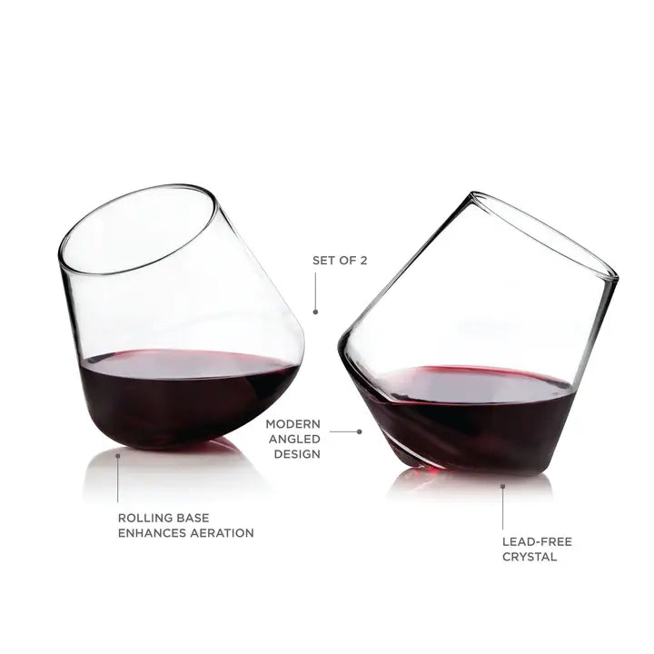 Stemless Rolling Crystal Wine Glasses