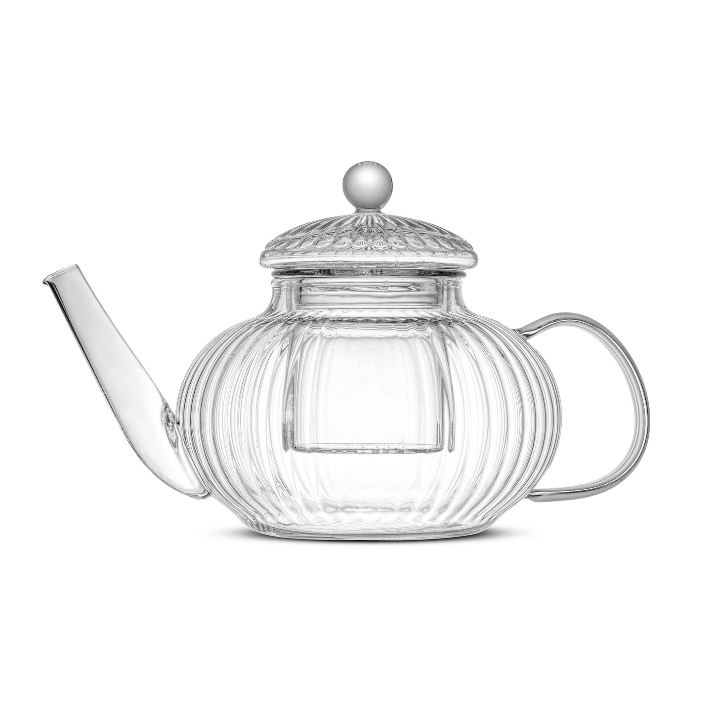 Traditional Fluted Glass Teapot with Tea Infuser