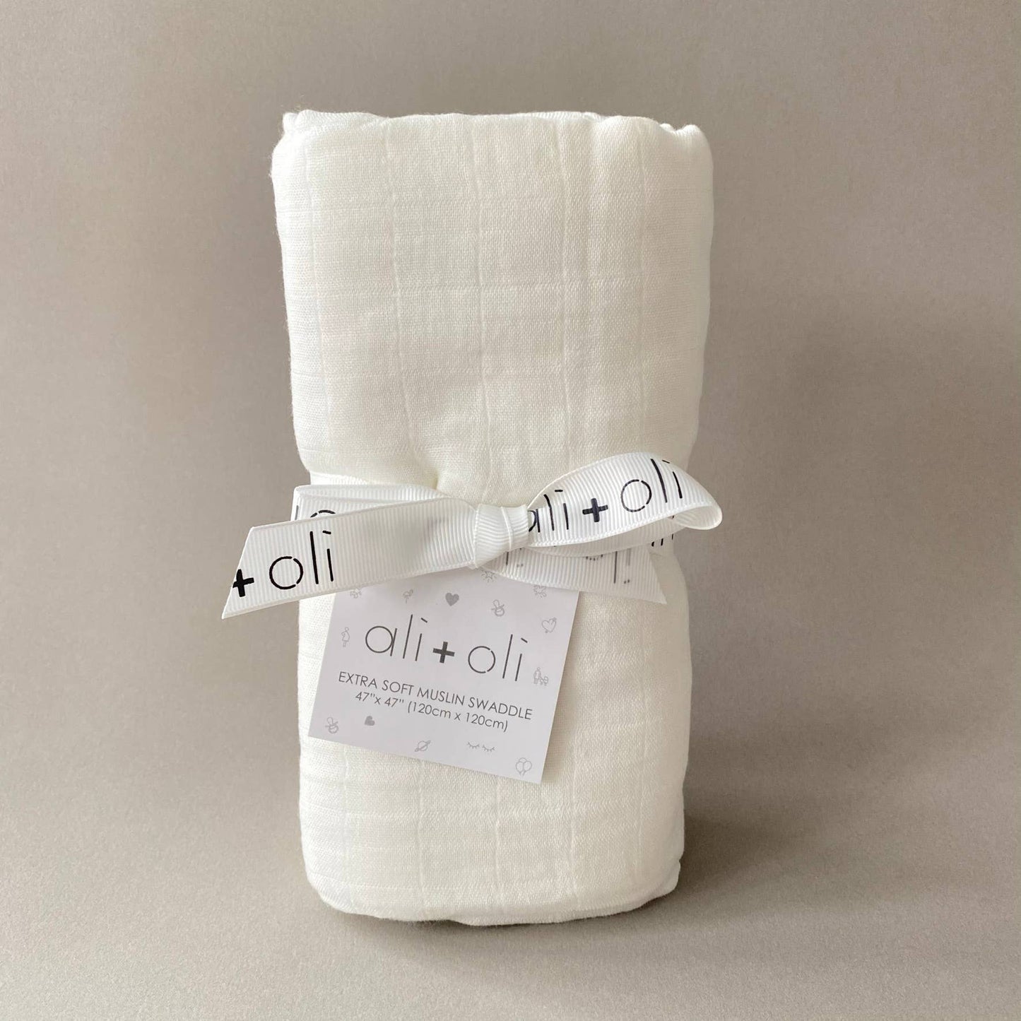 Pure White Muslin Swaddle Blanket Ali+Oli