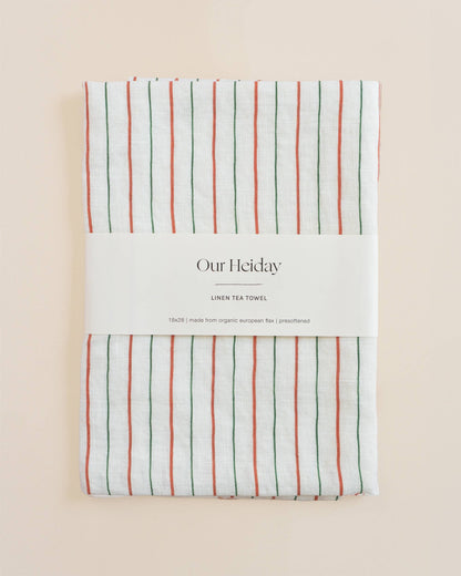 Holiday Stripes Linen Tea Towel Our Heiday