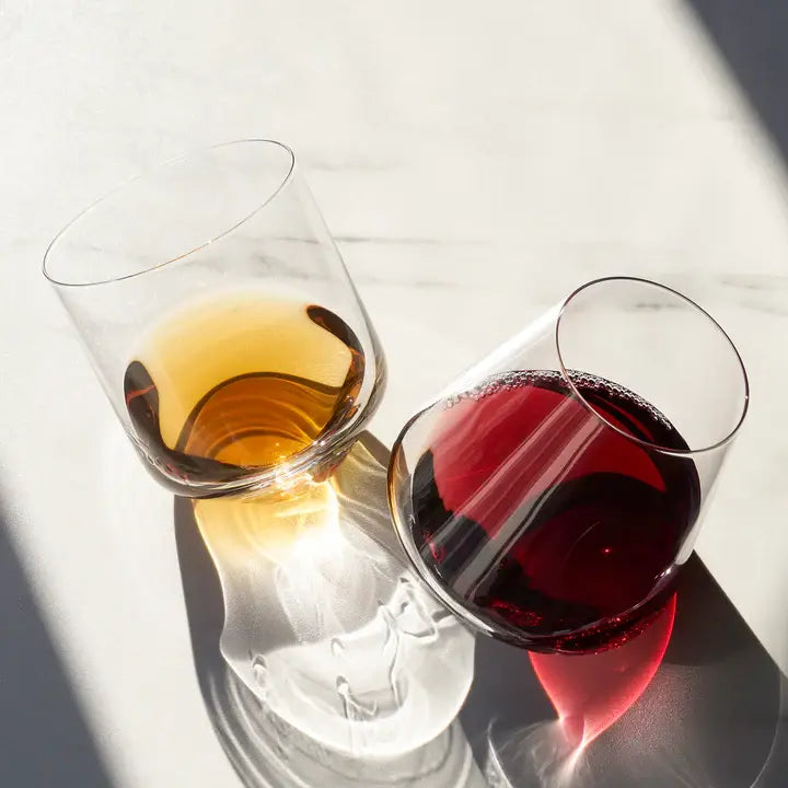 Stemless Rolling Crystal Wine Glasses