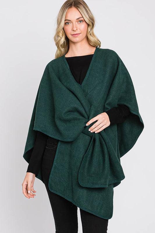 Solid Interlock Wrap Winter Cardigan Hana