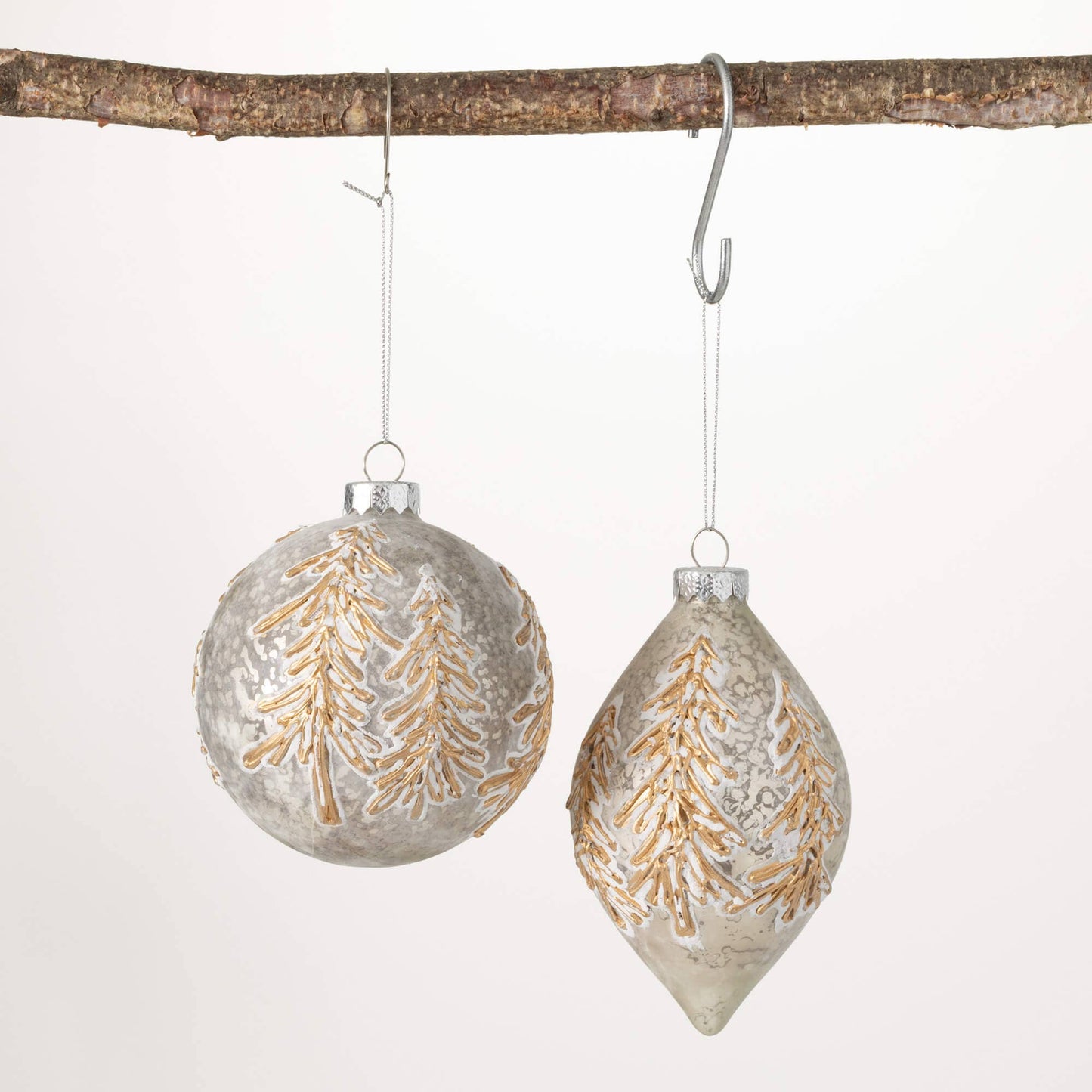 FROSTED GOLD PINE ORNAMENT SET Sullivans Home Decor